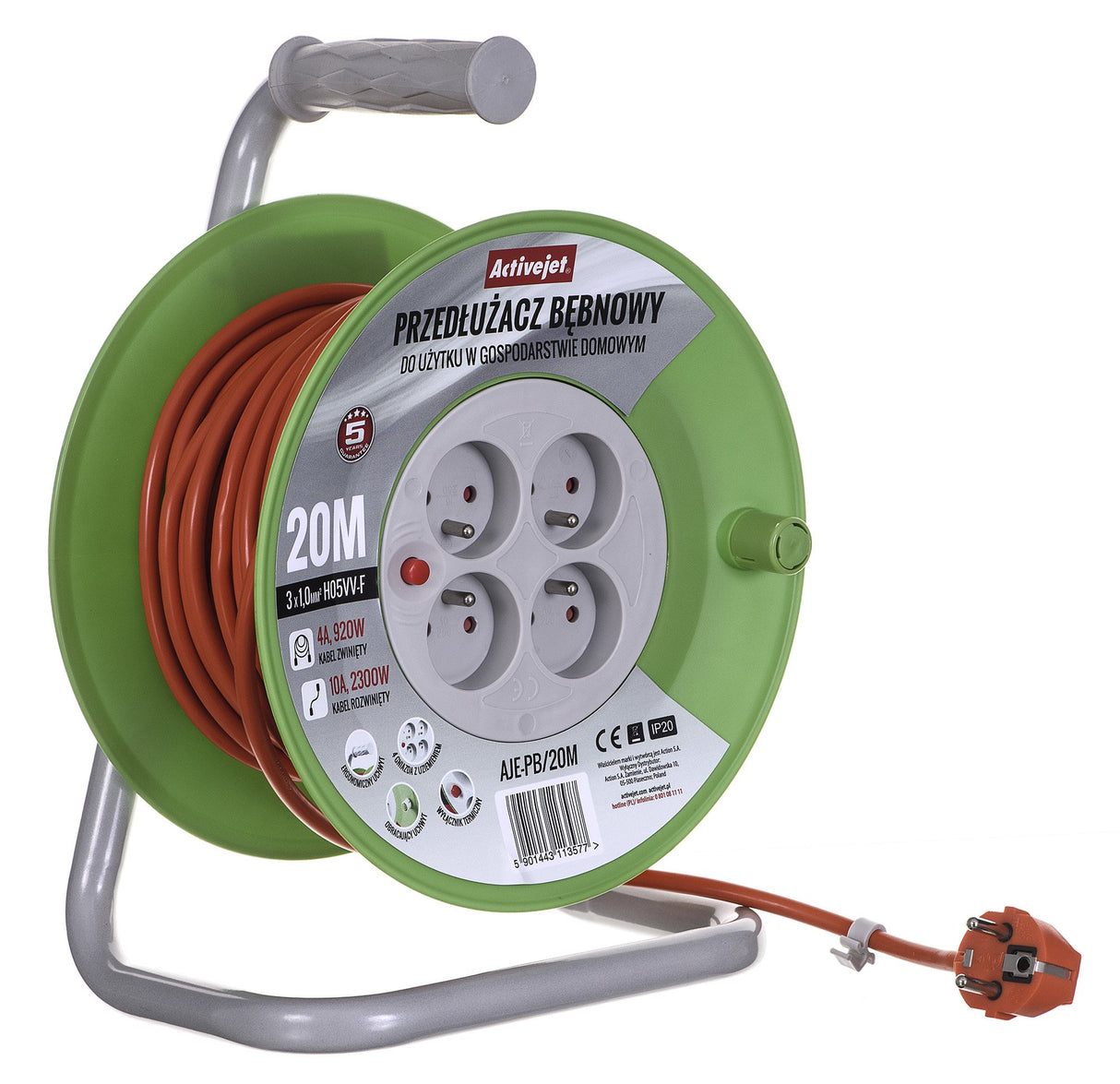 EAN 5901443113577 - Activejet AJE-PB/20M base múltiple 4 salidas AC Interior Gris, Cal imagen 3