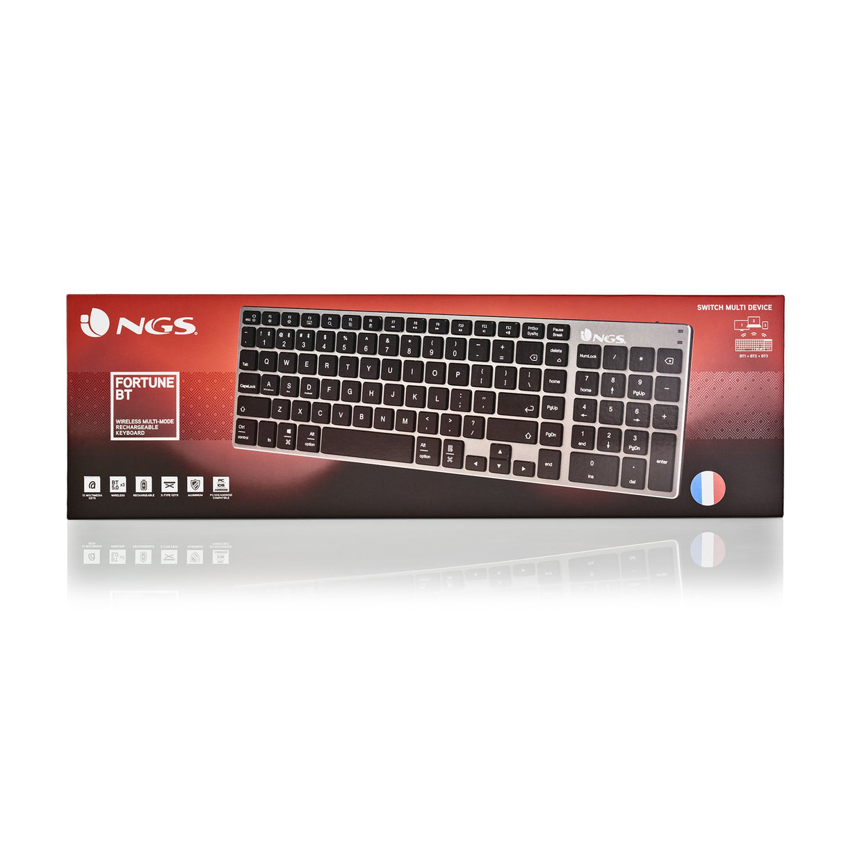 EAN 8435430619423 - NGS FORTUNE-BT, AZERTY, FR teclado Universal Bluetooth Francés Negro, Plata imagen 8