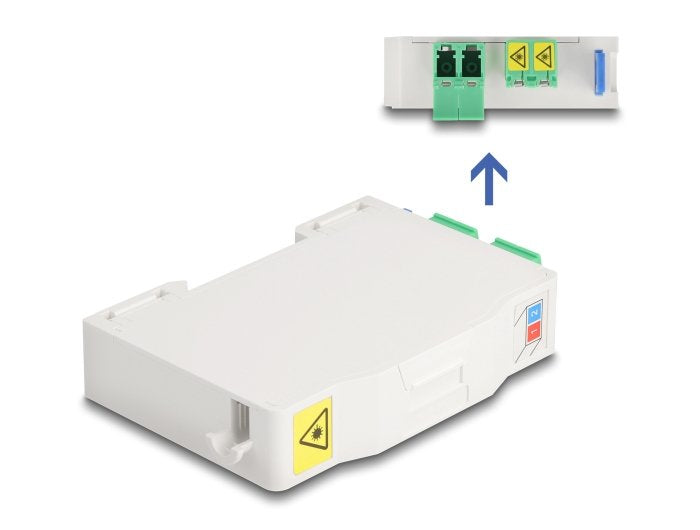 Delock 85936 Caja De Conexión De Fibra Óptica Para Carril Din Con Soporte De Empalme Y 2 X Acoplador Lc Duplex