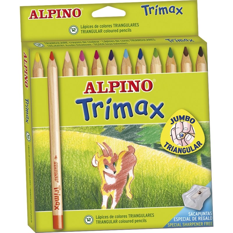 Alpino Lápices De Colores Trimax 177mm + Sacapuntas Estuche De 12 C/Surtidos