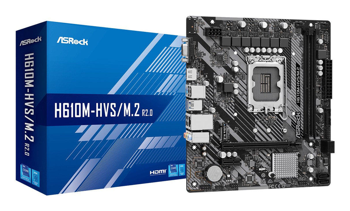 Placa Base Asrock H610m-Hvs/M.2 R2.0 Intel H610 1700 Micro Atx 2 Ddr4 Vga Hdmi Pcie4 1x M.2