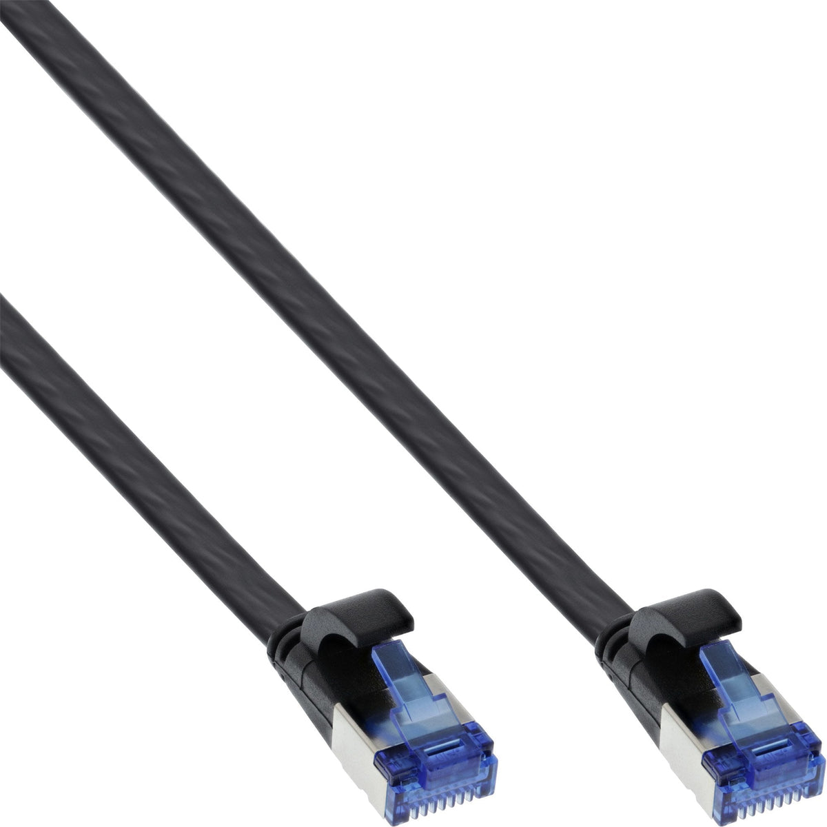 Cable De Red Plano Inline, U/Ftp, Cat.6a, Tpe Libre De Halógenos, Negro, 0,25m