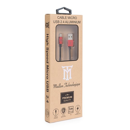 Premium Cable Maillon Micro Usb 2.4 Aluminio Red 1m