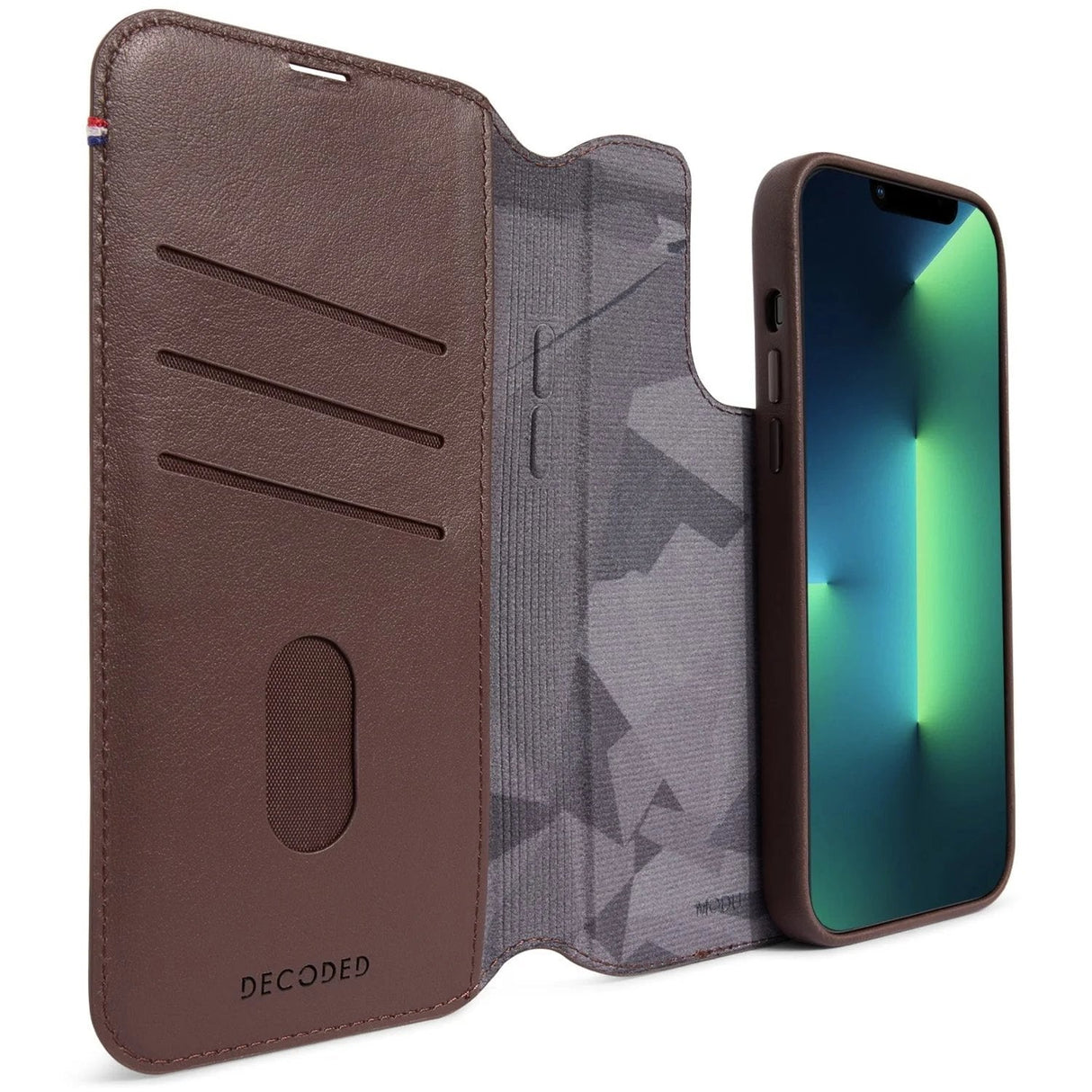 Decoded Leather Modu Wallet Funda Iphone 12 Pro Max / Iphone 13 Pro Max / Iphone 14 Pro Max (6.68") Funda Cartera Marrón