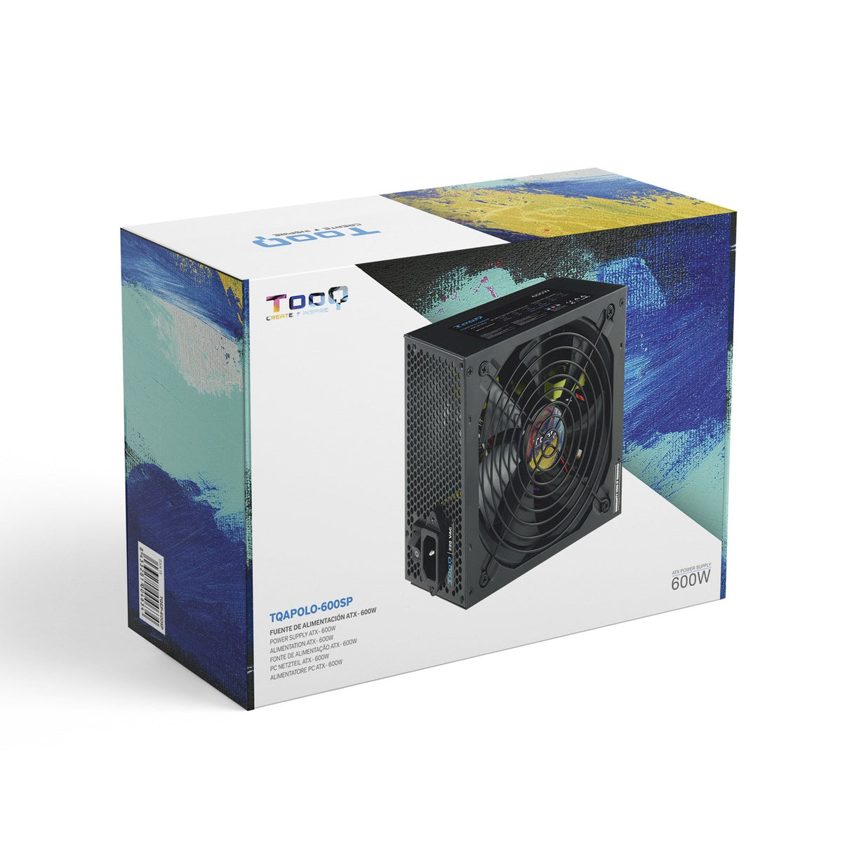 EAN 8433281010284 - TooQ TQAPOLO-600SP unidad de fuente de alimentación 600 W 20+4 pin ATX ATX Negro imagen 7
