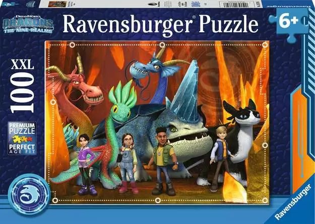 Puzzle Infantil Ravensburger Dragones - Los 9 Mundos 100 Piezas