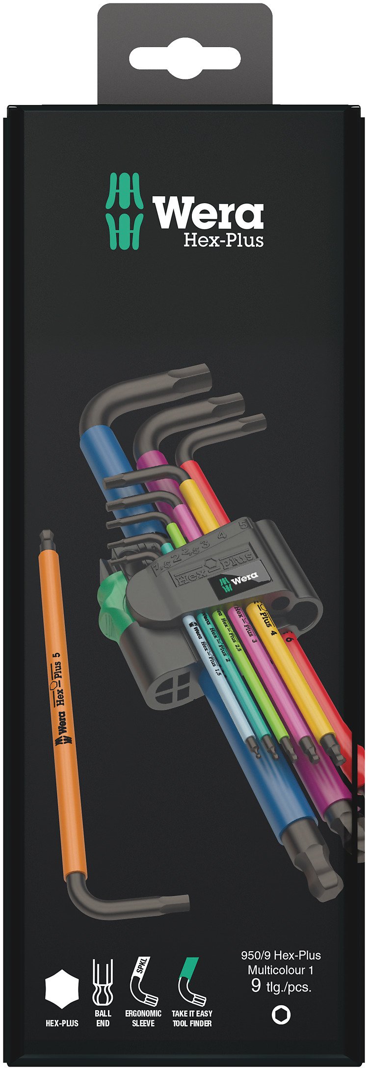 Wera 950 Spkl9 Hex-Plus Hex Key Set Juego De Llaves Allen Métrico/Imperial 9 Pieza(S)