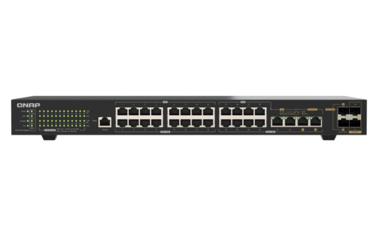 Qnap Qsw-M2130p-2c2s26t, Managed, L2, 2.5g Ethernet (100/1000/2500), Power Over Ethernet (Poe), Montaje En Rack, 1u