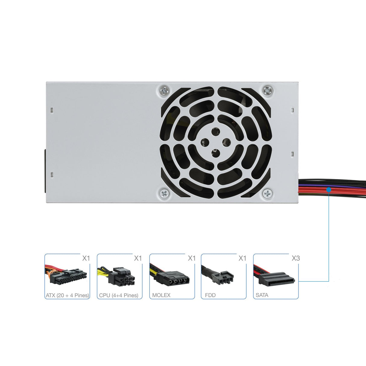 EAN 8433281007321 - TooQ Ecopower II TFX OEM unidad de fuente de alimentación 500 W 20+4 pin ATX Plata imagen 9
