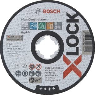 Disco De Corte Bosch X-Lock Multiconstruction - Rapido, Ø 125mm (Diámetro 22,23 Mm, Acs 46 V Bf, Anverso)2608619270