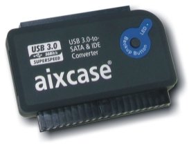 Aixcase Usb 3.0-To-Sata & / Ide Converter Otb, Con Fuente De Alimentación Tüv
