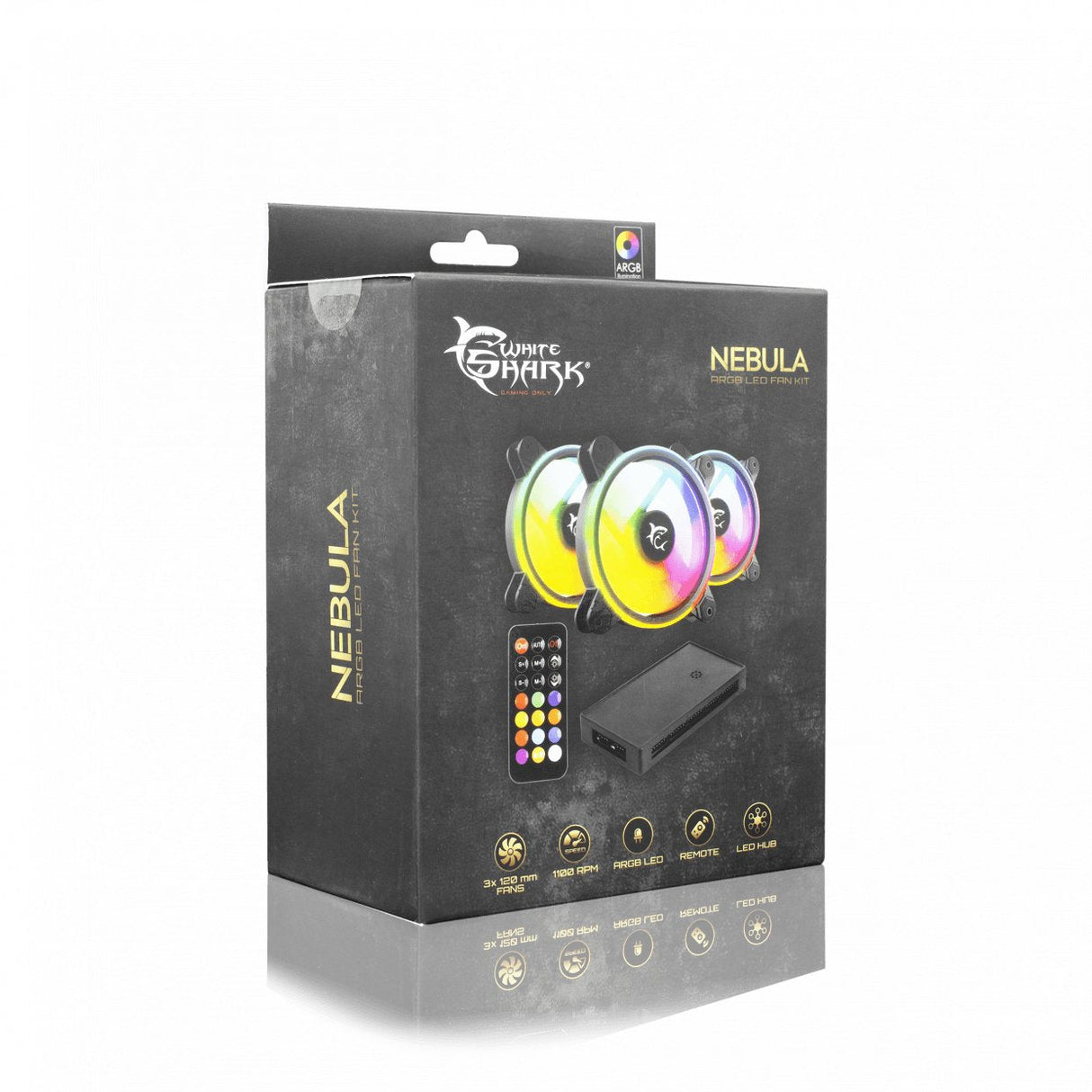 EAN 0736373268234 - White Shark Nebula Carcasa del ordenador Ventilador 12 cm Negro 3 pieza(s) imagen 8