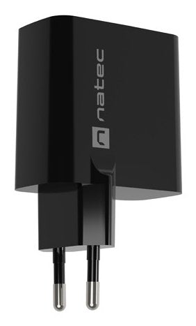 Cargador Natec Ribera Gan 65w Pd3.0 Qc3.0 1xusb-A + 1xusb-C Negro