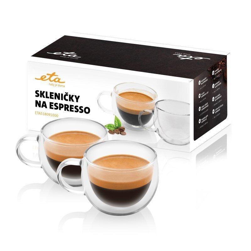 Eta Tazas De Espresso Eta518091000 Para Cafe Espresso, 2 Pieza(S), Apto Para Lavavajillas, Vidrio