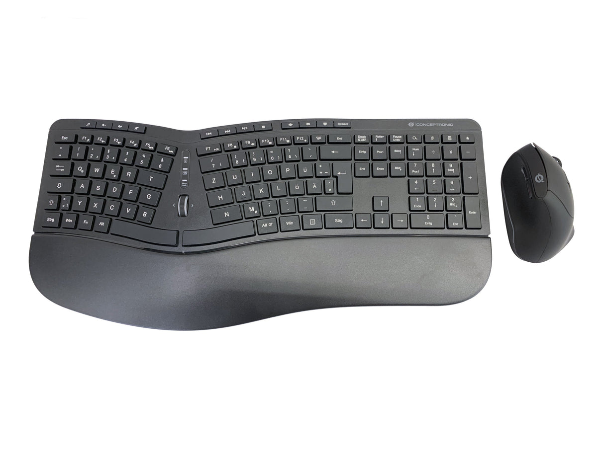 Conceptronic Wireless Keyboard+Mouse,Ergo,Layout Deutsch Sw