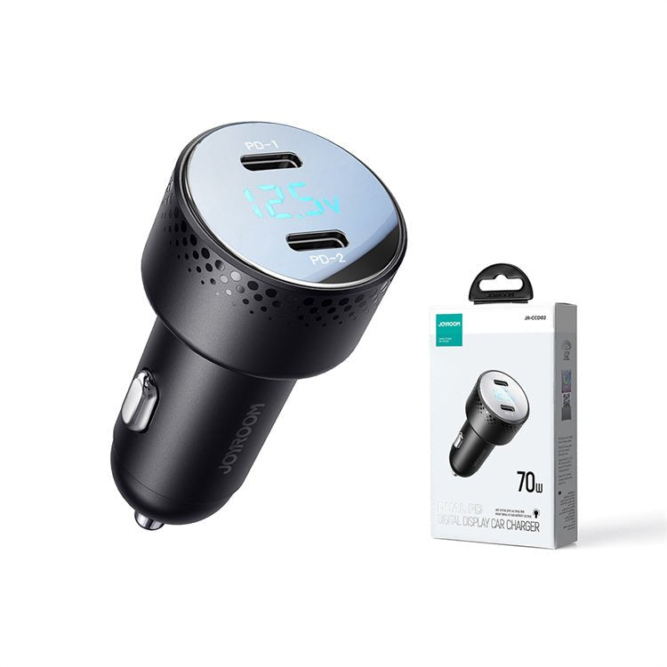 Ladowarka Samochodowa 2x Usb C 70w Z Wyswietlaczem Led Joyroom Jr-Ccd02 - Czarna