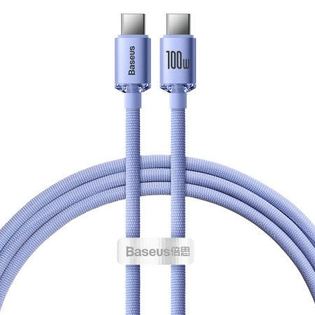 Baseus Crystal Shine Series Fast Charging Data Cable Type-C To Type-C 100w 1.2m Purple