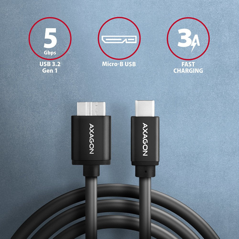 EAN 8595247905932 - Axagon BUMM3-CM10AB cable USB USB 3.2 Gen 1 (3.1 Gen 1) 1 m Micro-USB B USB C Negro imagen 2