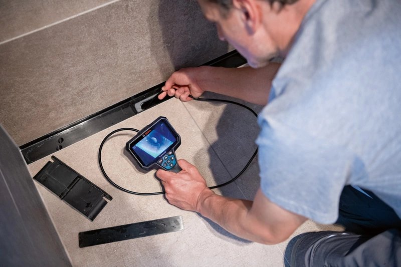 Cámara De Inspección Bosch Professional Gic 12v-5-27 C Professional, 12 Voltios Azul/Negro, Batería De Ion De Litio 2,0 Ah, En L-Boxx
