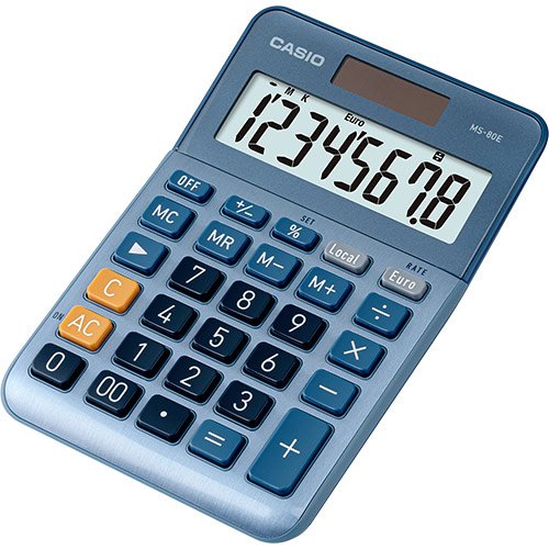 Casio Calculadora De Oficina Sobremesa Azul Ms-80e