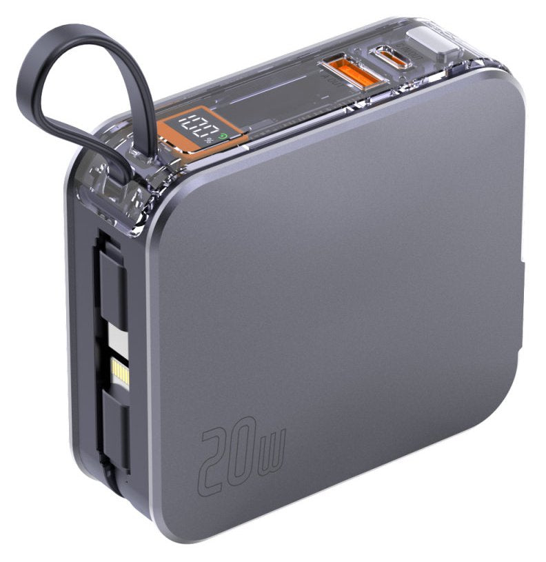 4smarts Powerbank Lucid 3in1 Hybrid Charger 10000 Mah 20w Z Wbudowanym Kablem Usb-C / Lightning Srebrny