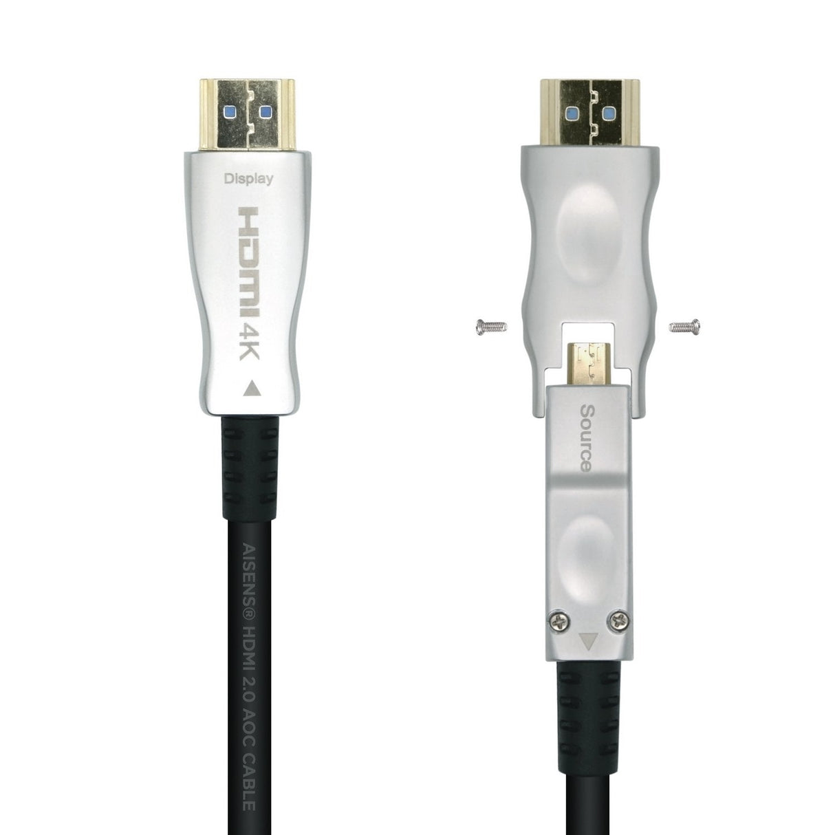Aisens Cable Hdmi V2.0 Aoc Desmontable Premium Alta Velocidad / Hec 4k@60hz 4:4:4 18gbps, A/M-D/A/M, Negro, 50m