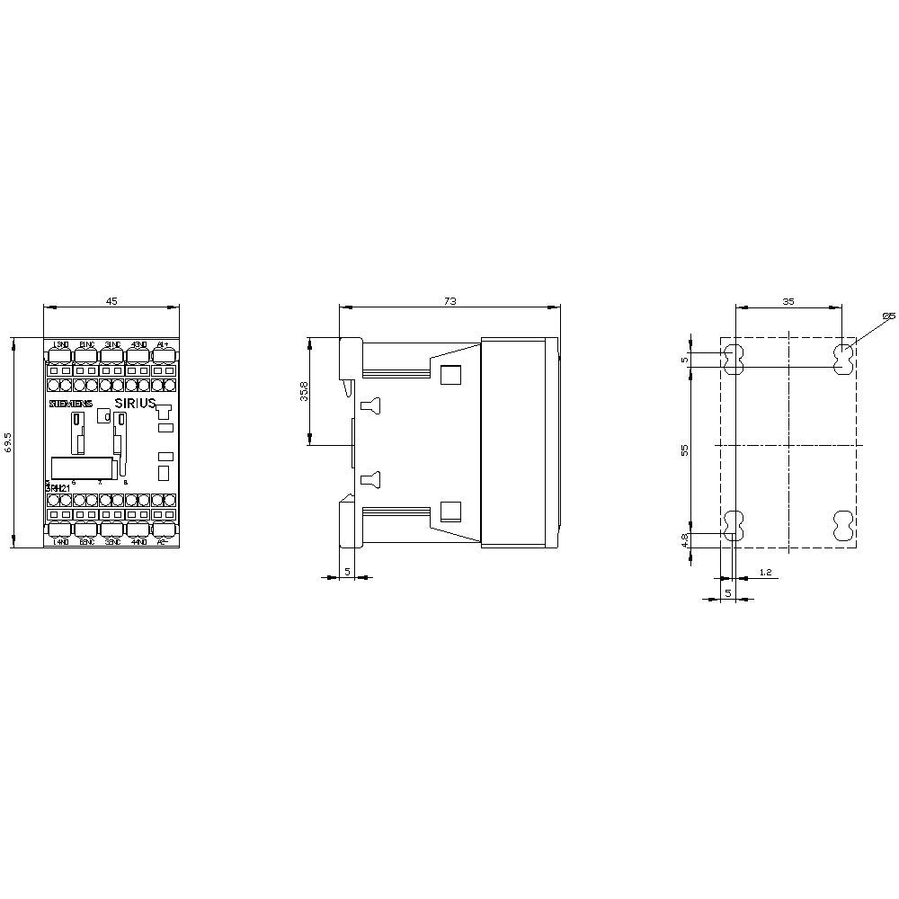 Siemens 3rh21222bb40 Hilfsschtz 2s+2 24vdc S00 Federzuganschluss