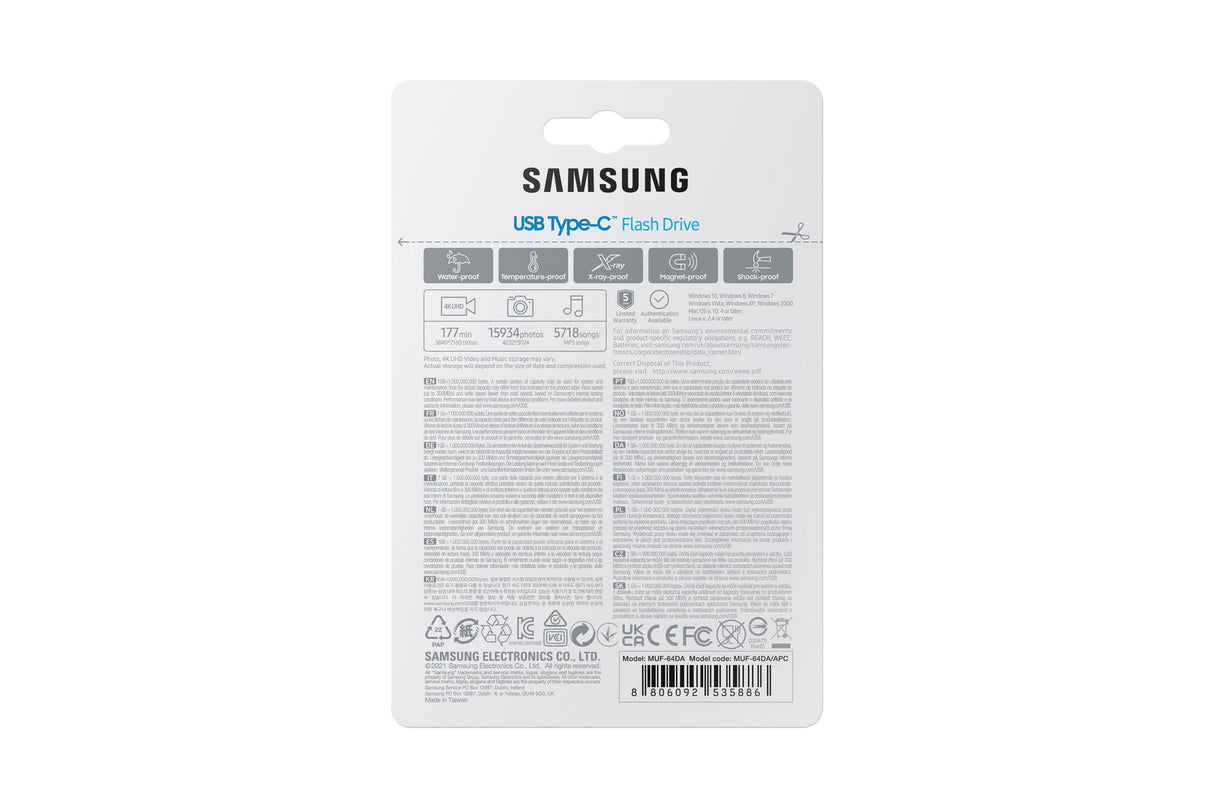 EAN 8806092535886 - Samsung MUF-64DA unidad flash USB 64 GB USB Tipo C 3.2 Gen 1 (3.1 Gen 1) Azul imagen 10