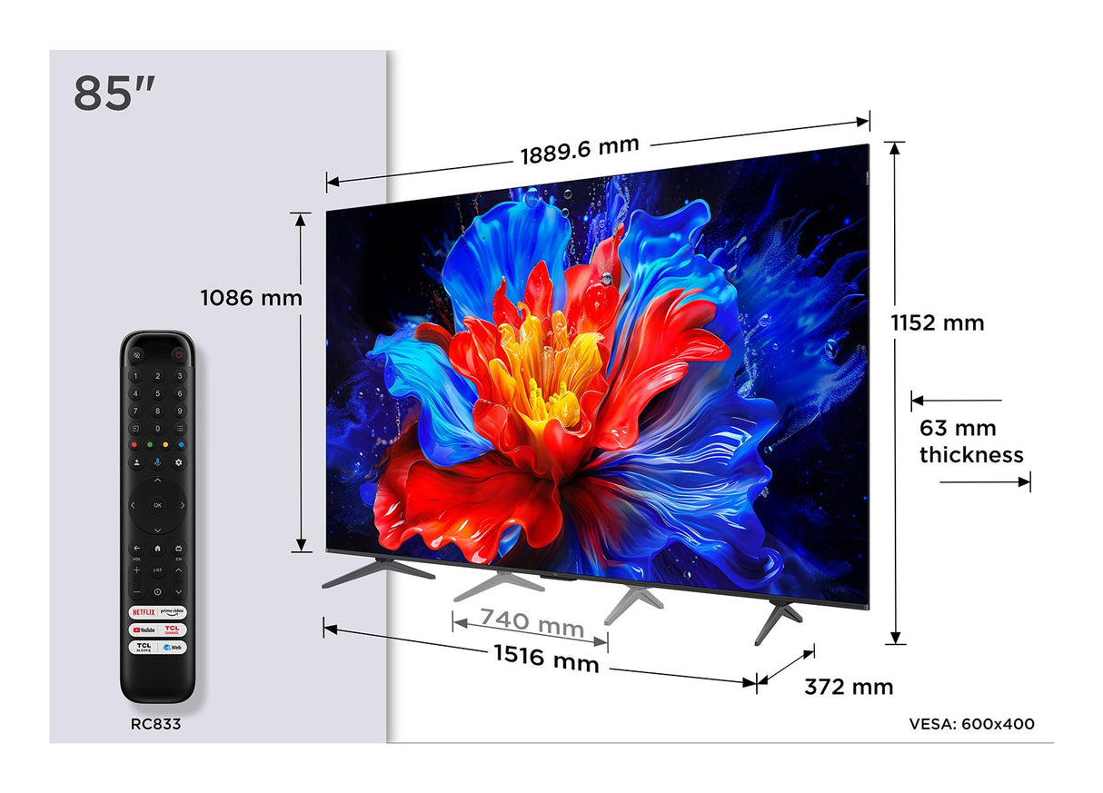 EAN 5901292525866 - TCL P8K 85P8K Televisor 2,16 m (85") 4K Ultra HD Smart TV Wifi Metálico 450 cd / m² imagen 1