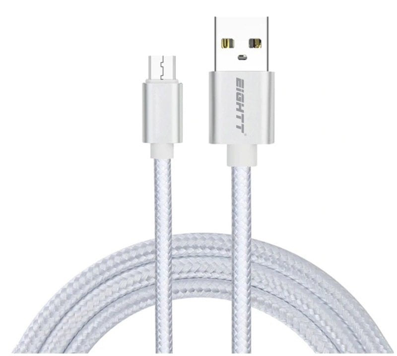 Eightt Cable Usb A Micro Usb 1m Trenzado Nylon Plata