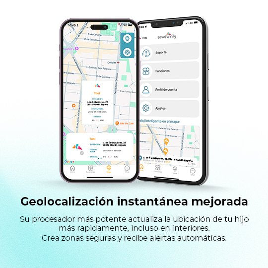 Savefamily Reloj Inteligente Infantil Savewatch Plus 2 - Pantalla Amoled - Carcasa Plateada - Correa Tela Negra