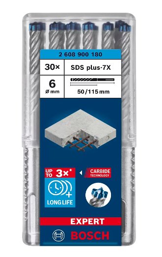 Bosch Professional Expert Broca Percutor Sds-Plus-7x, Ø 6mm, 30 Piezas Longitud Útil 50mm 2608900180