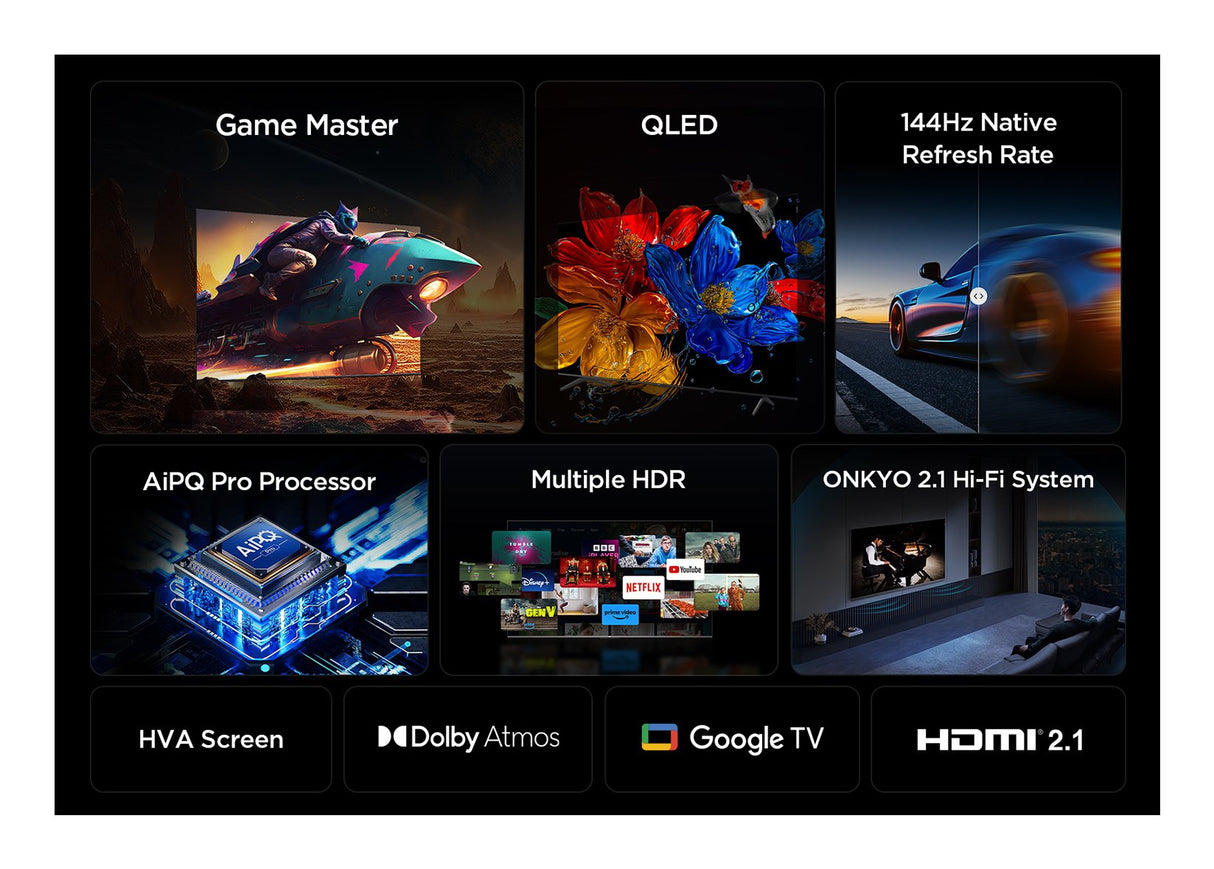 Televisor Tcl 98p8k Smart Tv 98" Qled Uhd 4k Hdr 144 Hz Negro