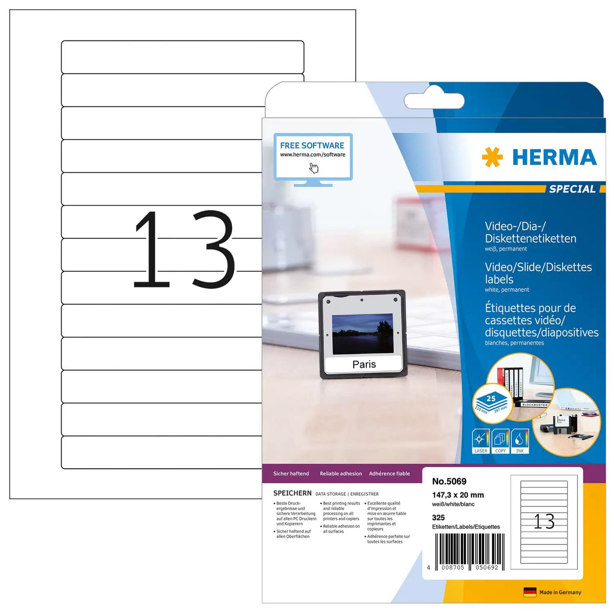 EAN 4008705050692 - HERMA 5069 etiqueta de impresora Blanco Etiqueta para impresora autoadhesiva imagen 1