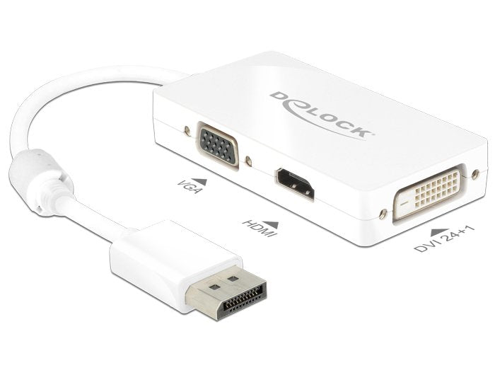 Delock Adaptador Displayport Male > Vga / Hdmi / Dvi Female Passive White
