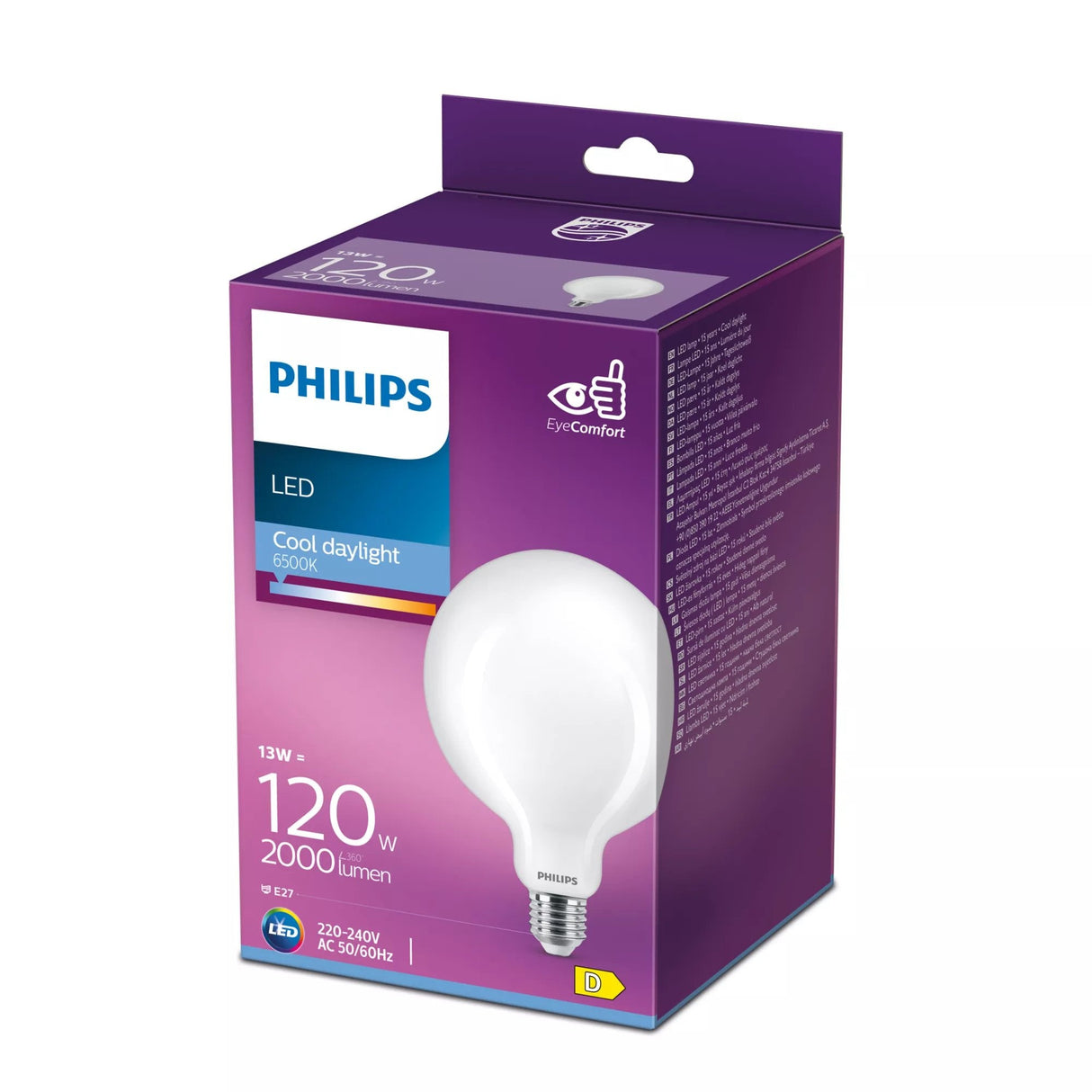 Bombilla Globo Led E27 13w 2000lm 6500k Luz Fría Ø12,4x17,7cm Philips