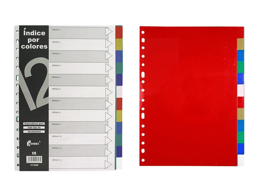 Bismark Pack De 12 Separadores - Tamaño A4 - Extragruesos - Fabricado En Propileno - Colores Surtidos