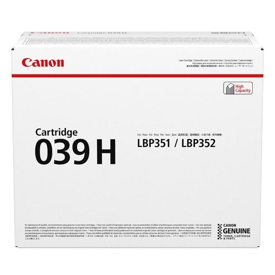 Toner Original Canon 039 H Negro Para Imageclass Lbp351dn, Lbp351x, Lbp352dn, Lbp352x, I-Sensys Lbp351x, Lbp352x, Satera Lbp351i