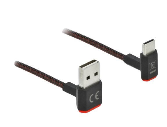Delock Easy-Usb 2.0 Cable Typ-A Stecker Zu Easy-Usb Typ Micro-B Stecker Gewinkelt Oben Unten 1,5 M Schwarz