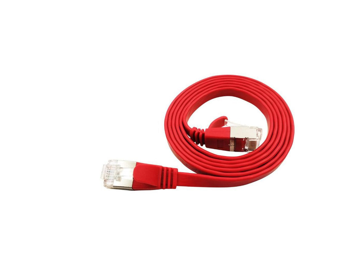 Flat U/Ftp Cat6a Red 1m Awg 32/7, Pvc, 1 85x6mm Stp-Fl6a-00100-Rd
