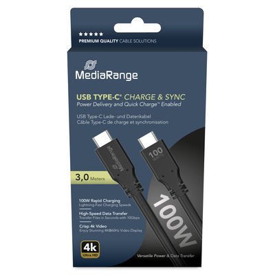 Cable Mediarange Mrcs218 Usb Usb 3.2 Gen 1 (3.1 Gen 1) 3 M Usb C Negro