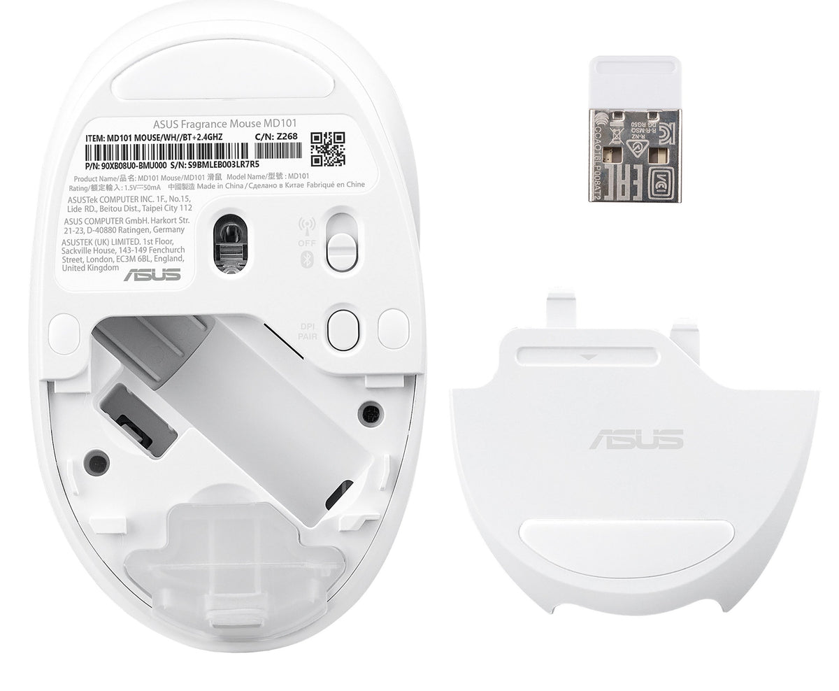 EAN 4711387343654 - ASUS Fragrance Mouse MD101 ratón Hogar Ambidextro RF Wireless + Bluetooth Óptico 2400 DPI imagen 4
