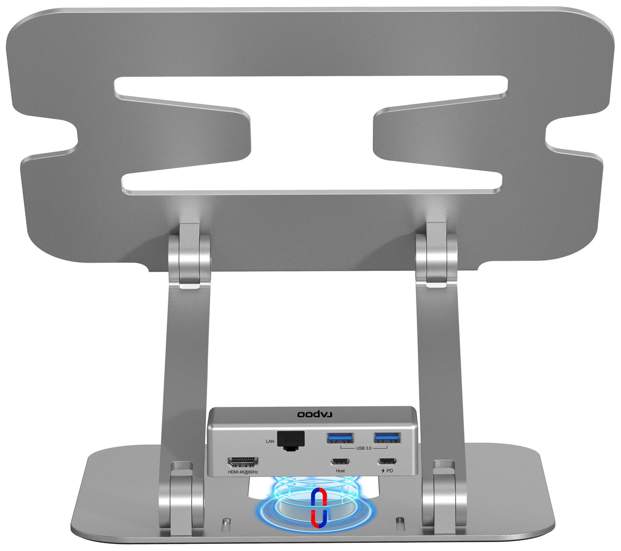 Soporte De Mesa Rapoo Ucs-5001 Para Portátil Con Docking Usb-C 1xhdmi 1 Rj45 Gb 2xusb 3.0 2 Usb-C Color Plata