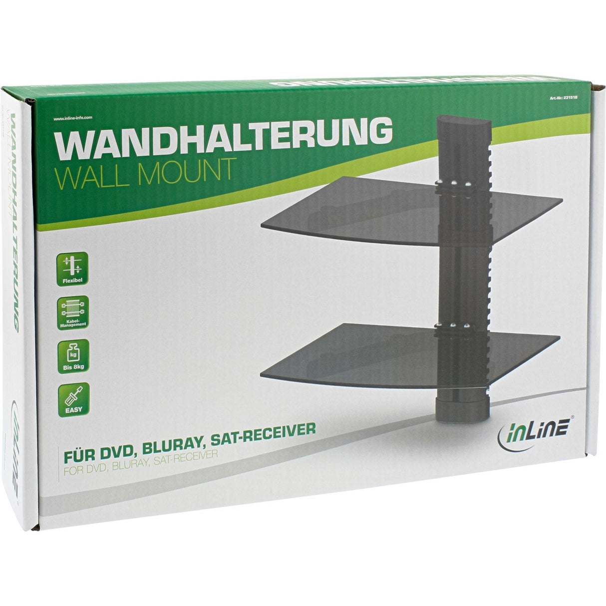 Soporte De Pared Inline, Para Dvd, Bluray, Sat-Receiver, Máx. 8 Kg, Negro