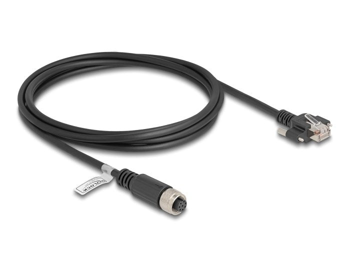 Delock M12 Cable A-Kodiert 8 Pin Hembra A Rj45 Macho Cat.5e Ftp 2 M Negro