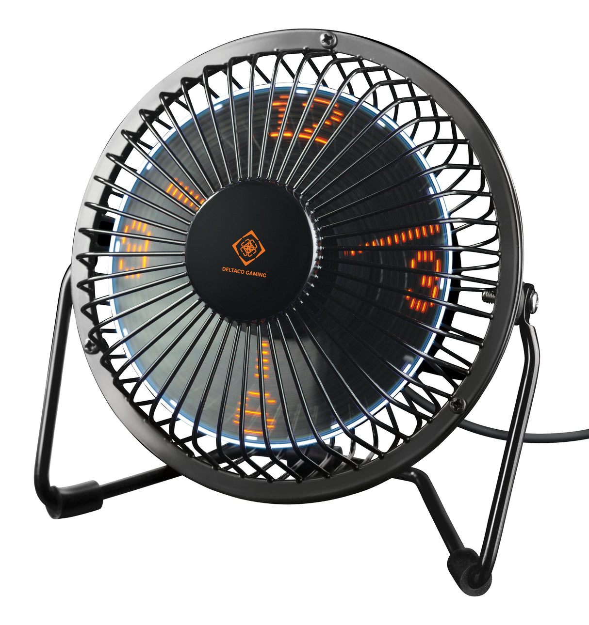 Deltaco Tischventilator M. Led-Uhr Schwarz
