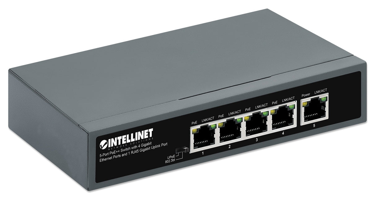 Intellinet 5-Port Poe++ Switch 4 Gb + 1 Rj45 Gb Uplink-Port