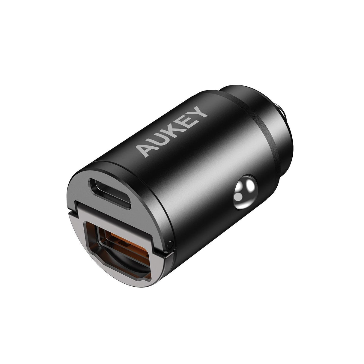Aukey Cc-A3 Mini Cargador De Coche De Aluminio 2xusb (1xusb C Power Delivery + 1xusb A Quick Charge 3.0) 30w 6a