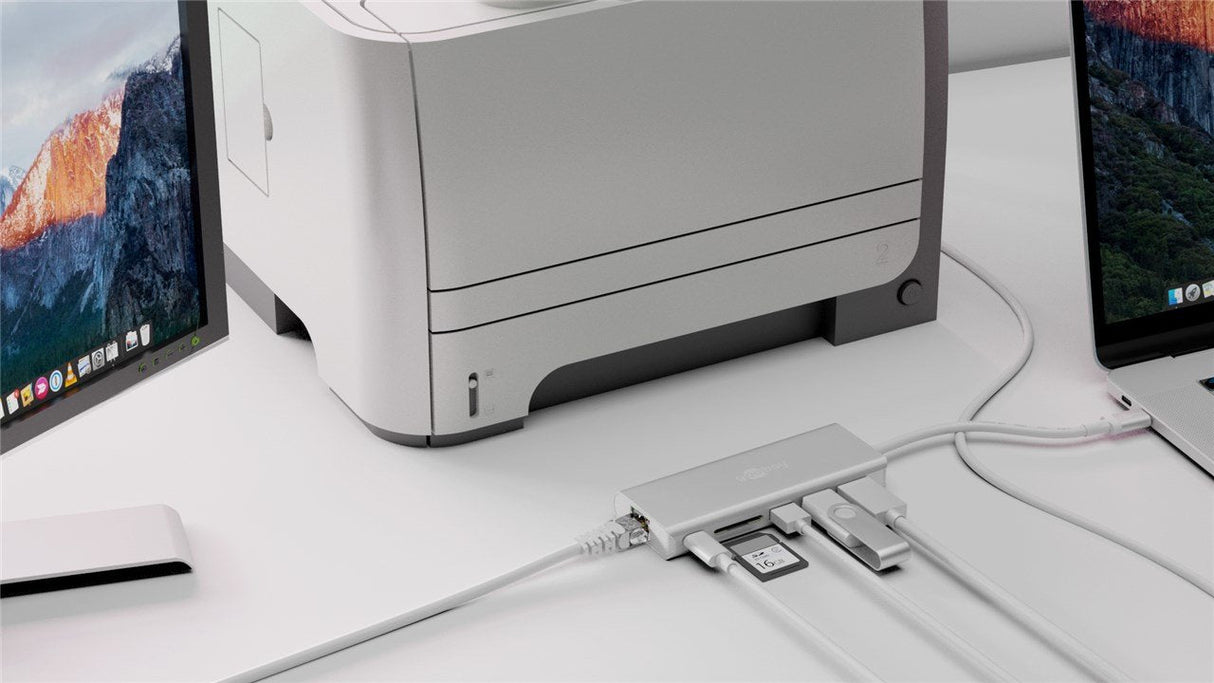 Hub Adaptador Multipuerto Goobay Usb-C Hdmi Usb Cr Rj45 Pd (Aluminio)