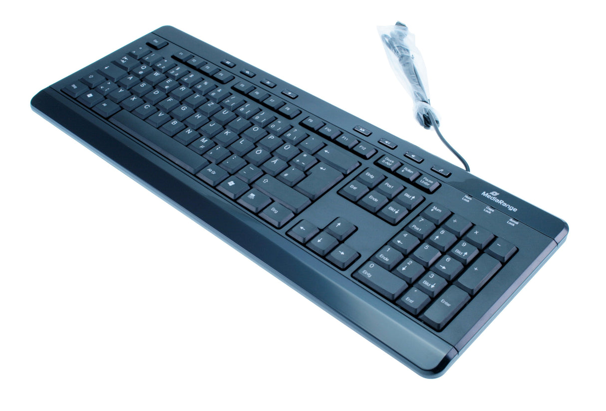 Mediarange Tastatur Multimedia Keyboard Black 8 Sondertasten
